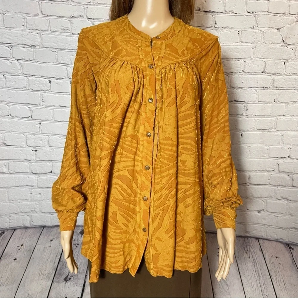 New Free People Can't Stop Dreaming Brown Long Sleeve Tunic Size XS